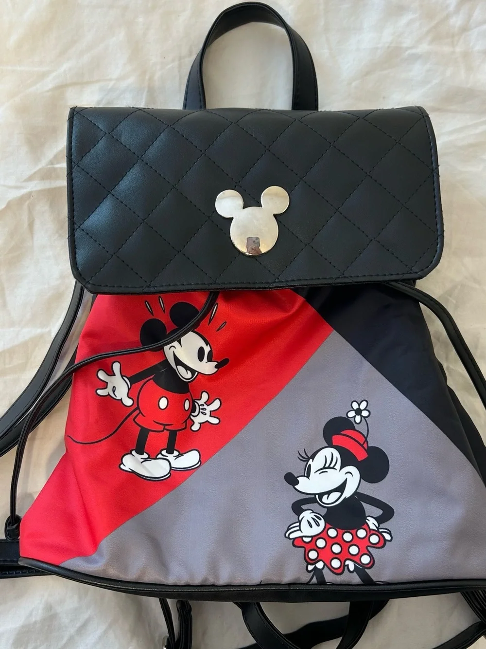 Disney Bradford Exchange Mickey Minnie Sweethearts Backpack Red Black Gray